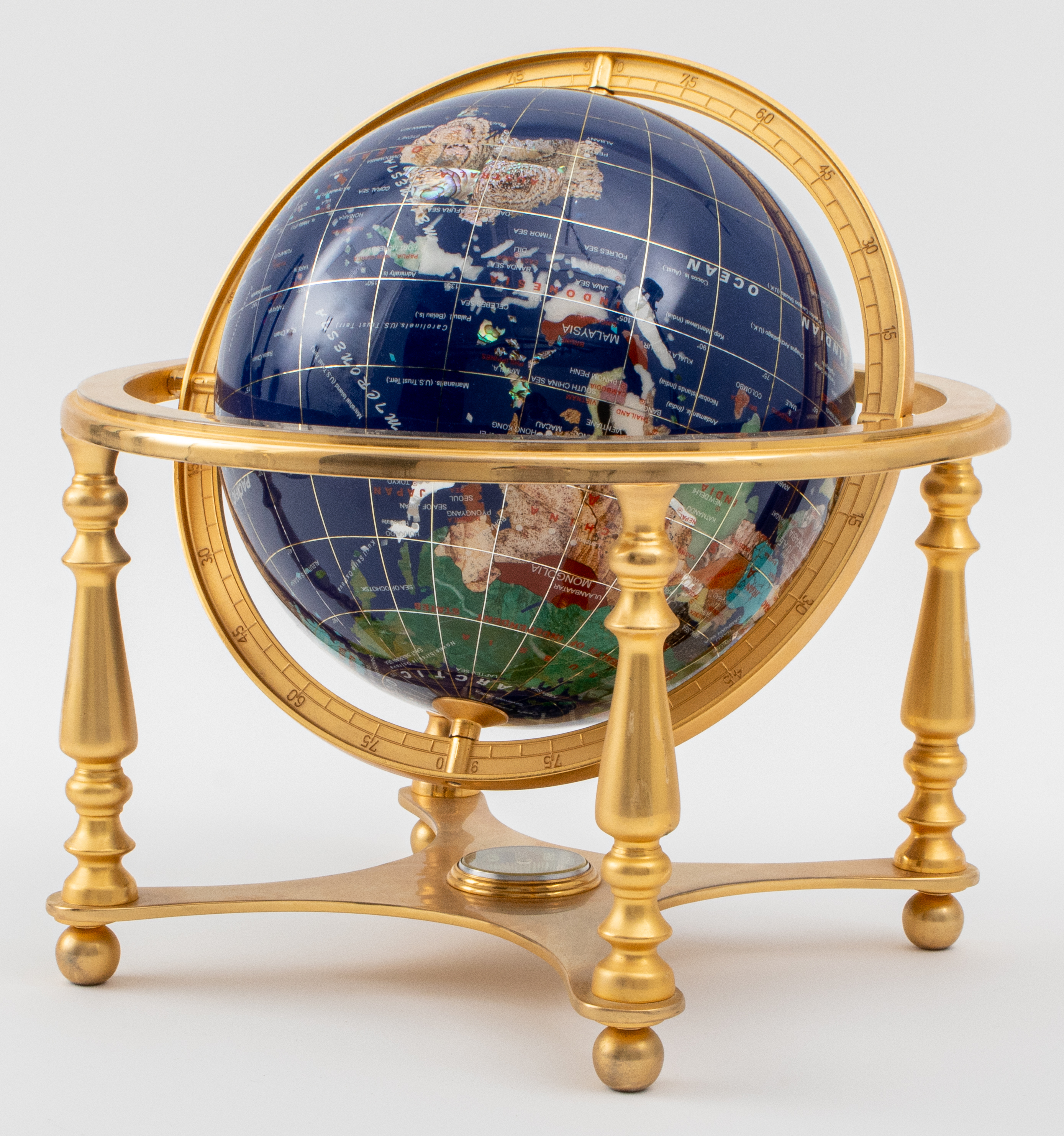 MODERN LAPIS & GEMSTONE GLOBE IN