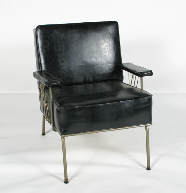 Modern leather and metal arm chair;
