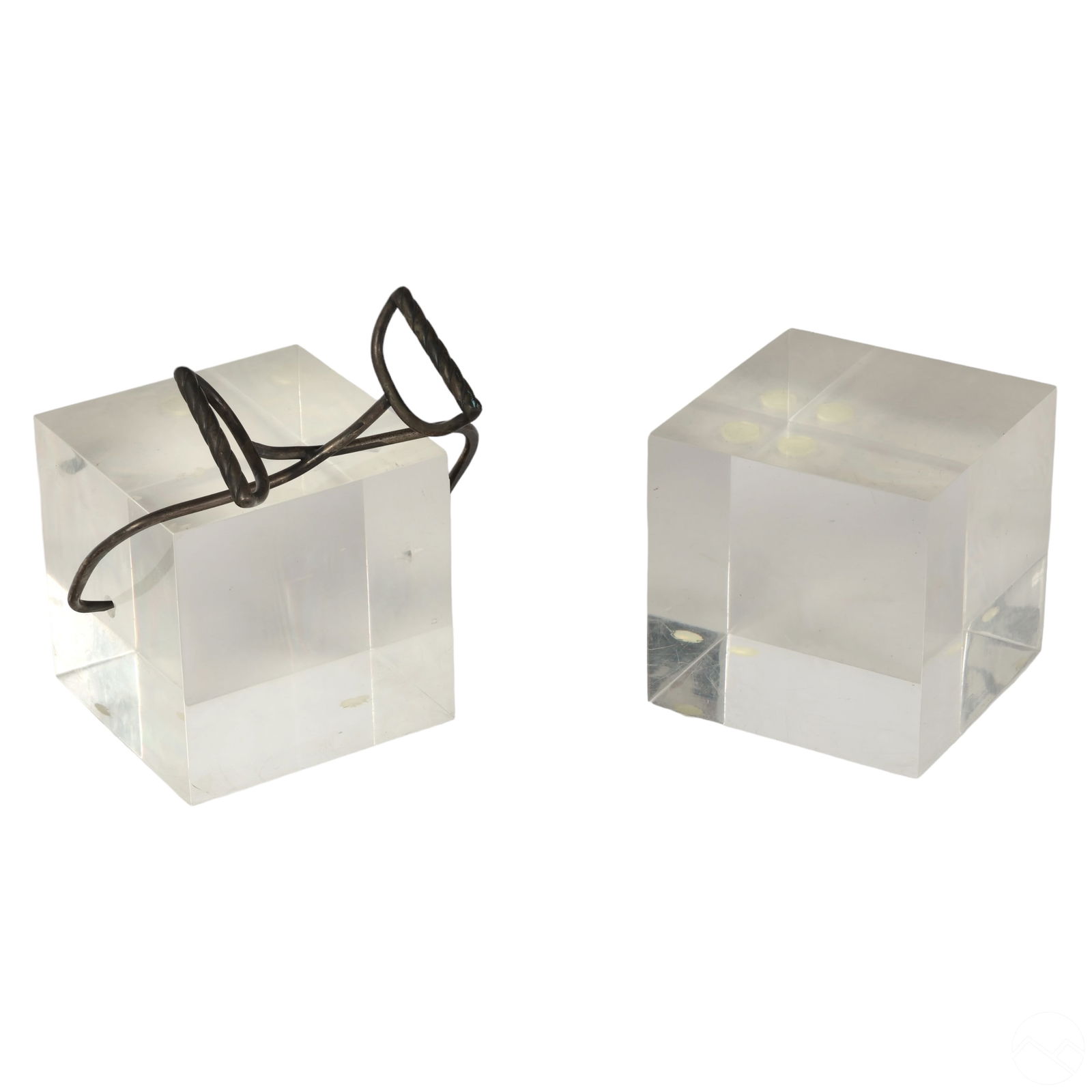 MODERN LUCITE ICE BLOCK & TONGS