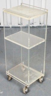 MODERN LUCITE ROLLING BAR CART