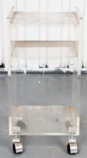 MODERN LUCITE ROLLING BAR CART