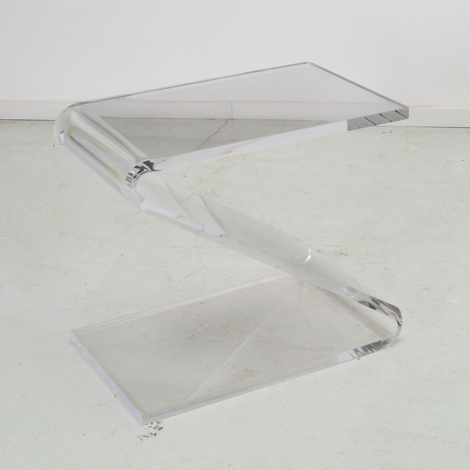 MODERN LUCITE Z SIDE TABLE 20th c.,