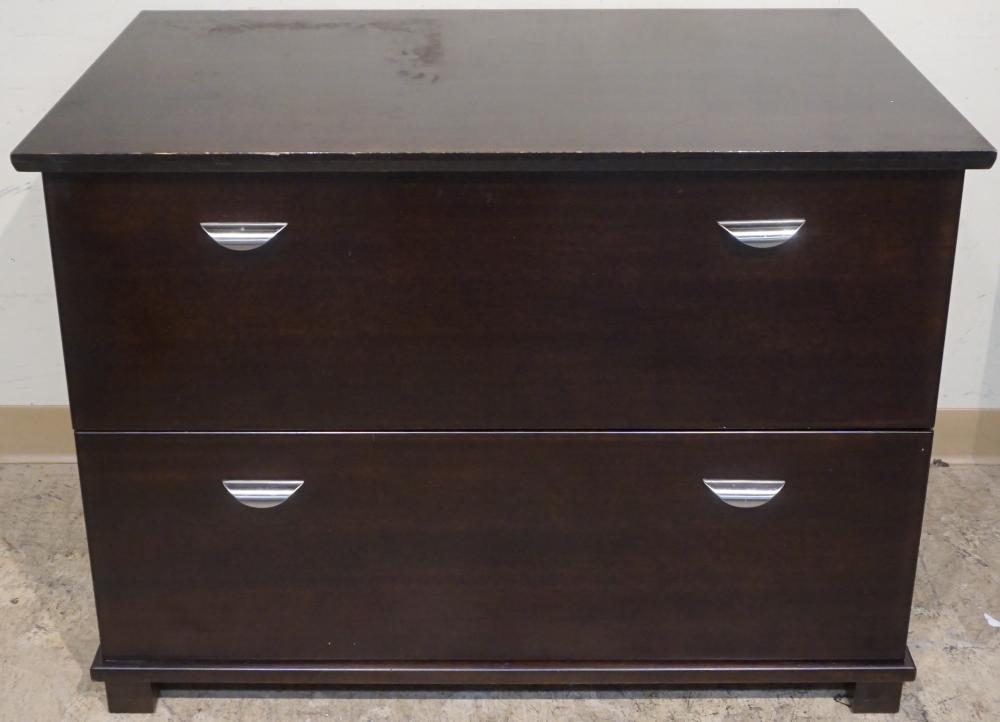 MODERN MAHOGANY FINISH TWO-DRAWER
