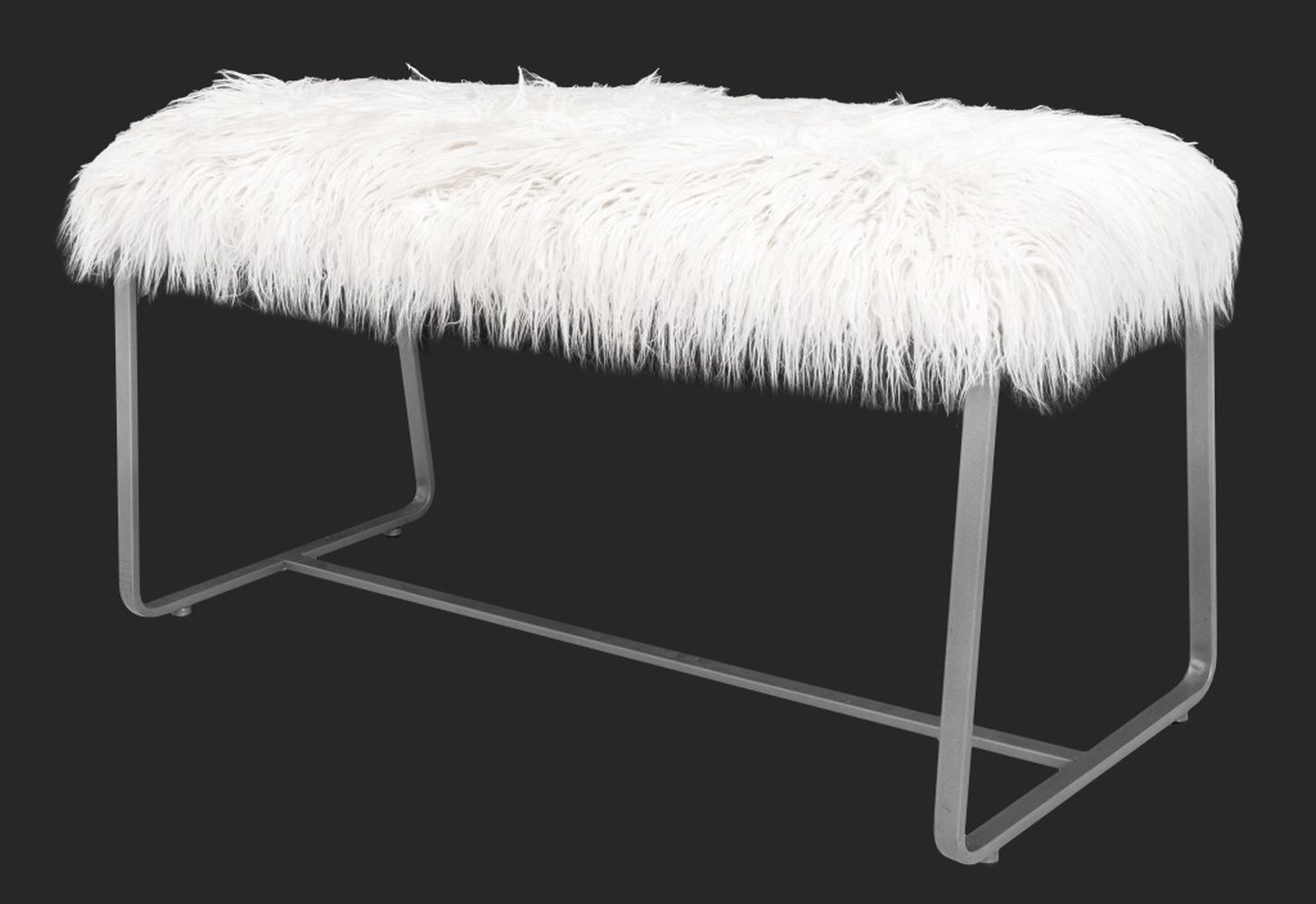 MODERN METAL BENCH WITH FAUX