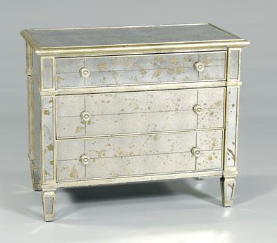 Modern mirrored and silvered chest,