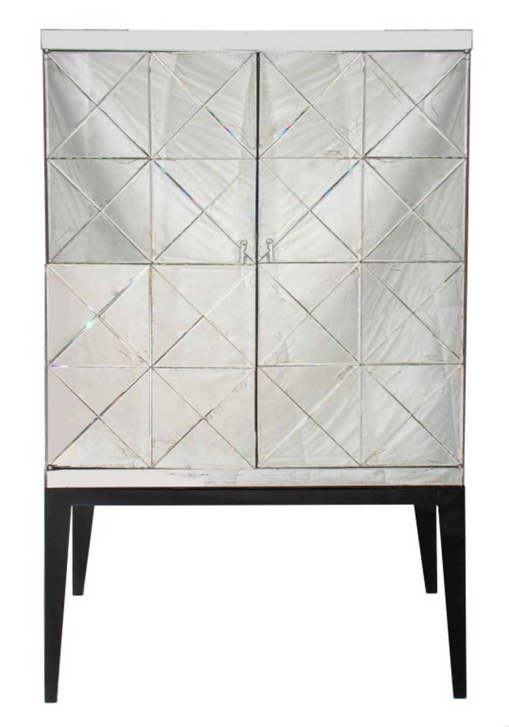 MODERN MIRRORED EBONIZED WOOD TWO