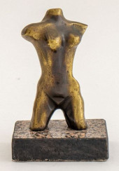 MODERN NUDE WOMAN TORSO BRONZE