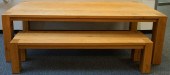 MODERN OAK HARVEST TABLE AND A