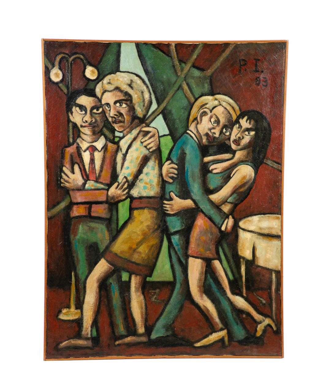 MODERN O/C PAINTING, TWO COUPLES