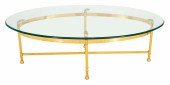 MODERN OVAL BRASS AND GLASS LO