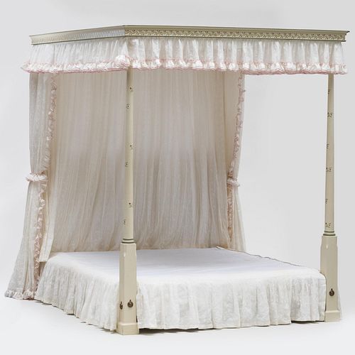 MODERN PAINTED CANOPY BEDFitted
