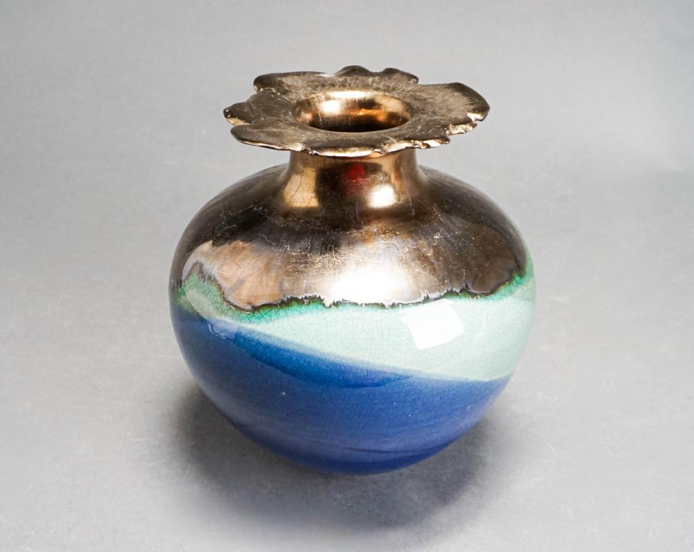 MODERN PAINTED CRACKLEWARE GLAZED