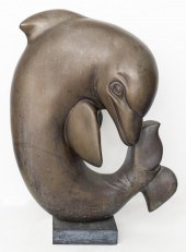 MODERN PATINATED BRONZE DOLPHI