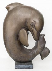 MODERN PATINATED BRONZE DOLPHI