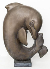 MODERN PATINATED BRONZE DOLPHI