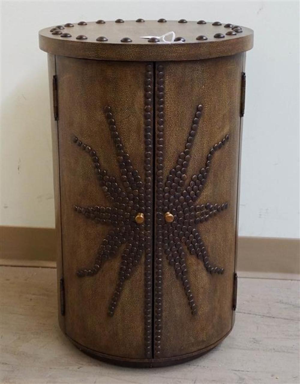 MODERN PATINATED METAL STUDDED FAUX