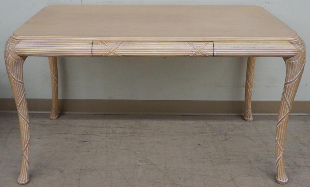 MODERN PICKLED WOOD TABLE, 30 1/2 X