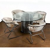 MODERN POLISHED STEEL AND GLAS