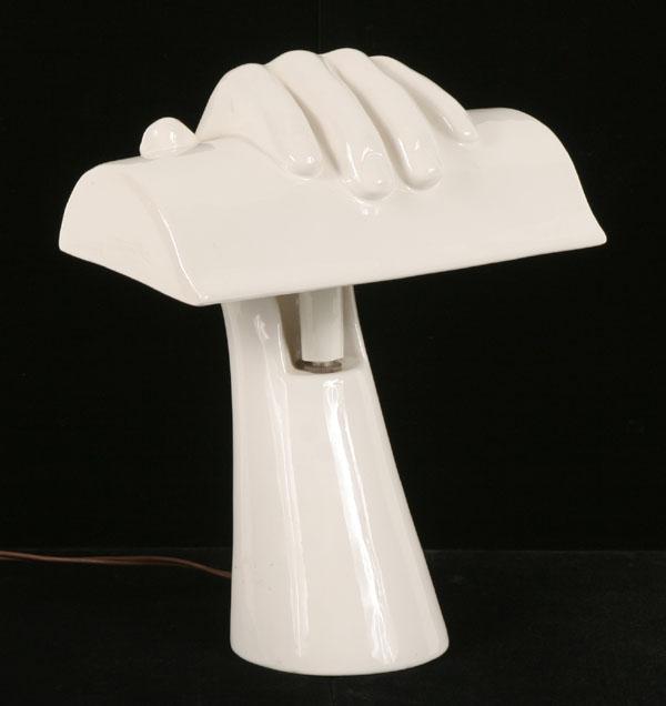 Modern Raymor ceramic lamp; the arm