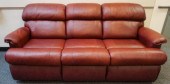 MODERN RED LEATHER THREE-CUSHI