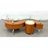 Modern S Curve Wood, Glass Cof