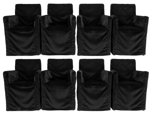 MODERN SET OF EIGHT UPHOLSTERED