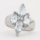 MODERN SILVER AQUAMARINE RING