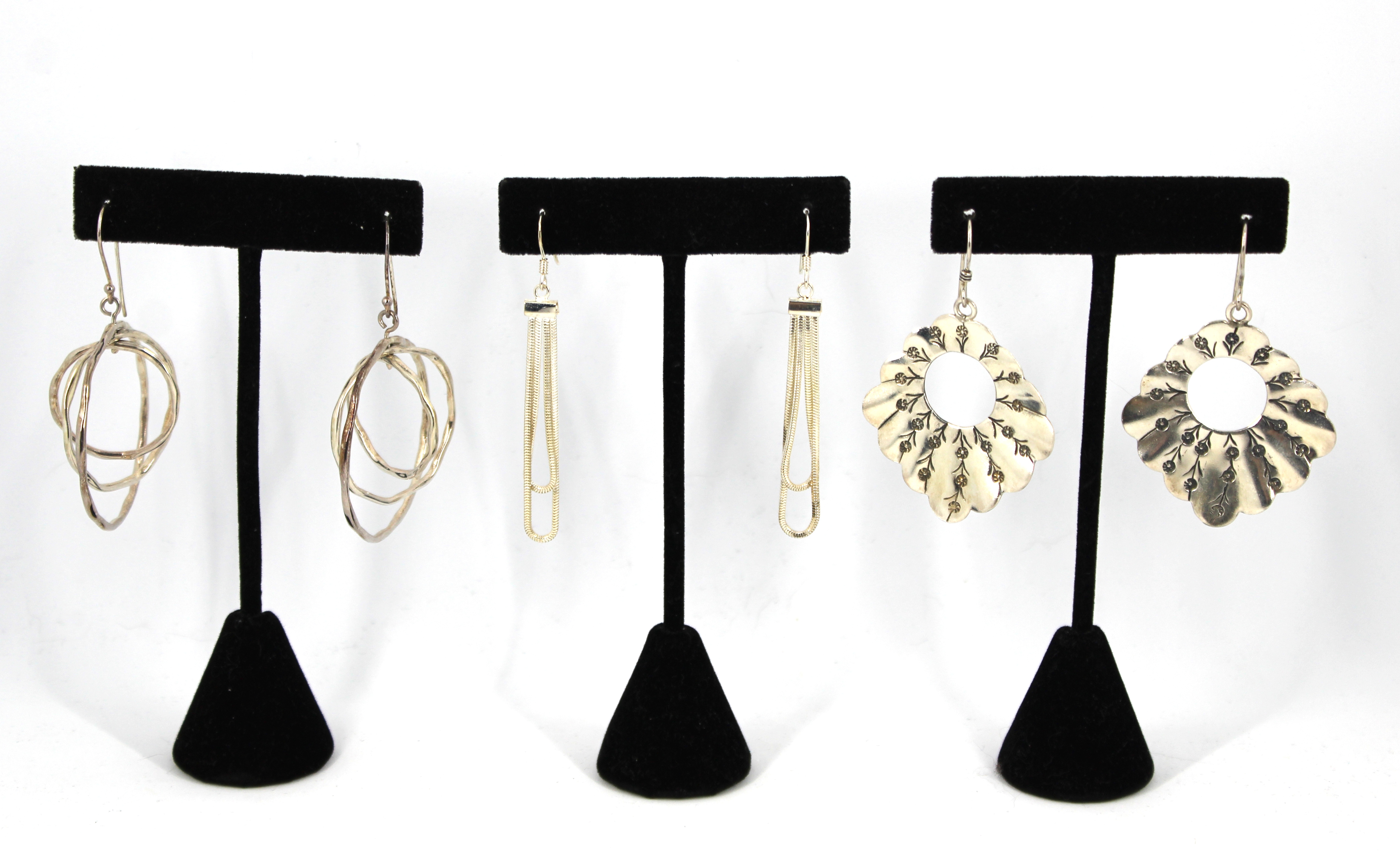 MODERN SILVER DANGLE EARRINGS, 3