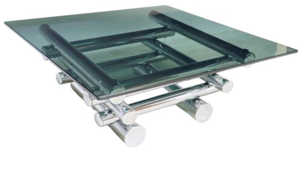 MODERN SMOKED GLASS CHROMED STEEL