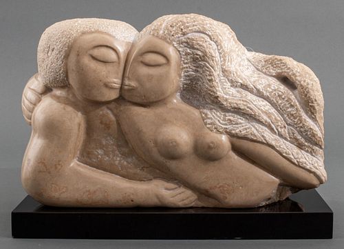 MODERN STONE SCULPTURE OF A COUPLE,