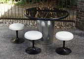 MODERN TABLE WITH 3 KNOLL STOO