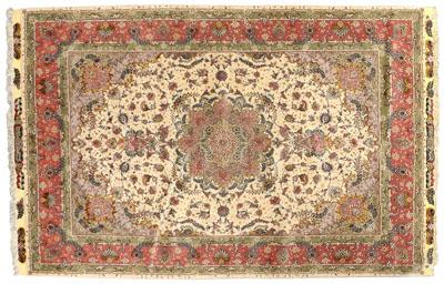 Modern Tabriz silk inlaid rug,