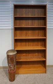 MODERN TEAK OPEN BOOKCASE, HEI