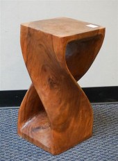 MODERN WALNUT SPIRAL SIDE TABL