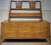 MODERN WALNUT TRIPLE DRESSER A