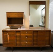 MODERN WALNUT TRIPLE DRESSER W