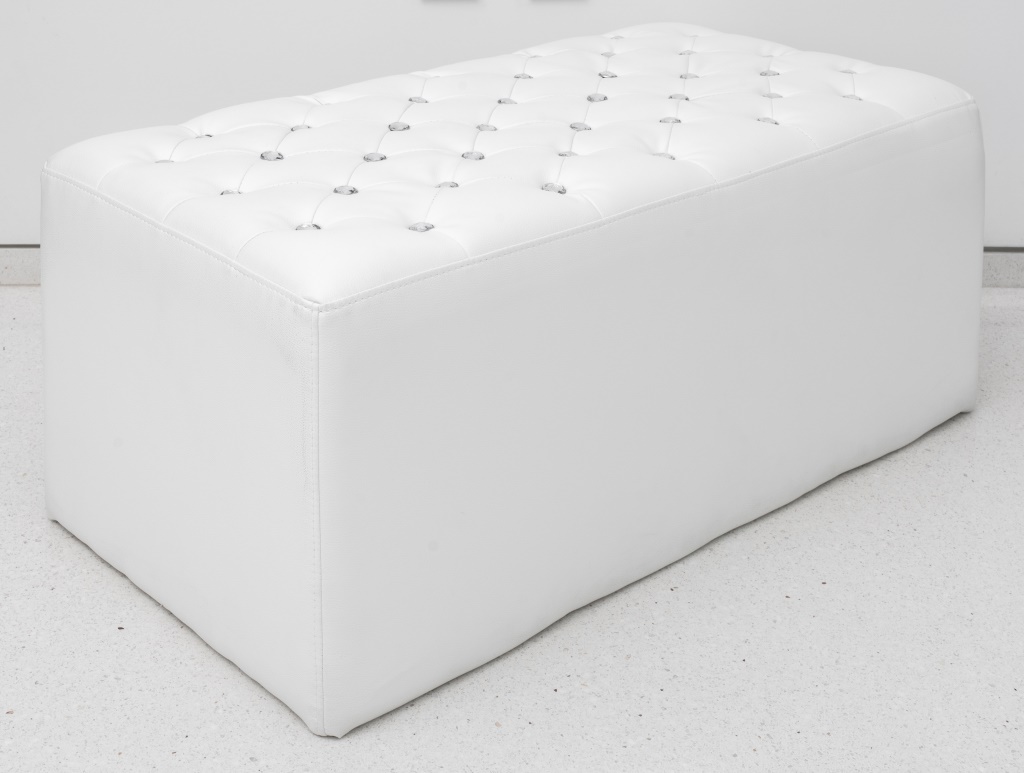 MODERN WHITE FAUX LEATHER OTTOMAN