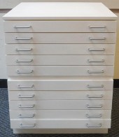MODERN WHITE FORMICA TEN-DRAWE