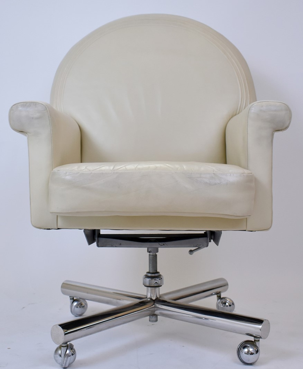 MODERN WHITE LEATHER AND CHROME