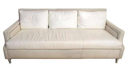 MODERN WHITE MOHAIR &AMP; LEATHER