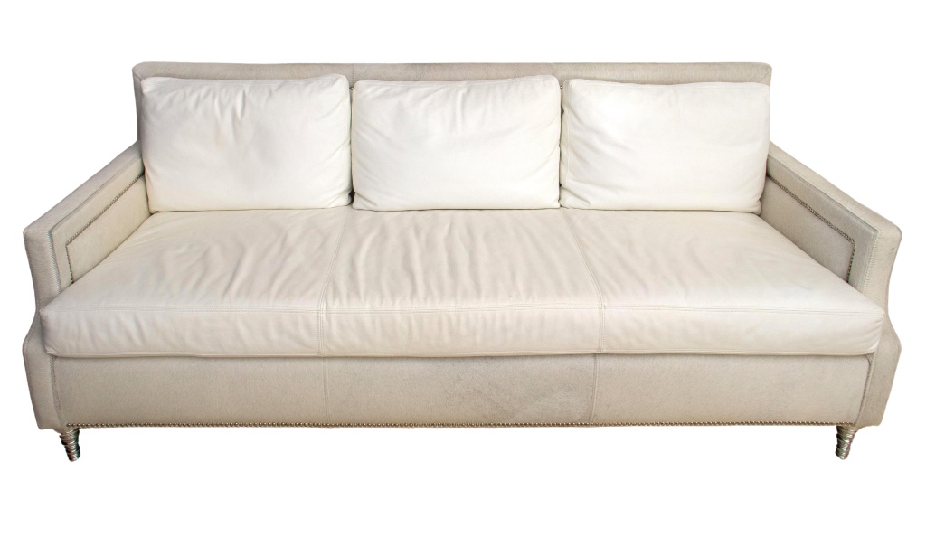 MODERN WHITE MOHAIR & LEATHER