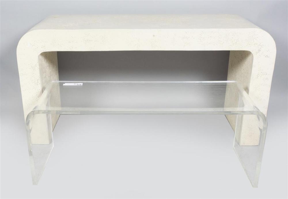 MODERN WHITE PAINTED HALL TABLE AND
