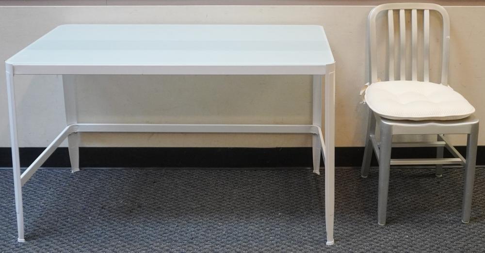 MODERN WHITE PAINTED METAL GLASS