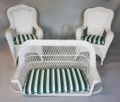 MODERN WHITE WICKER PATIO SWIN