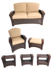 MODERN WICKER SUITE, SIX PIECE