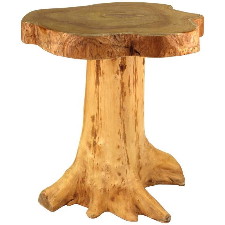 MODERN WOOD TREE TRUNK SIDE TABLE