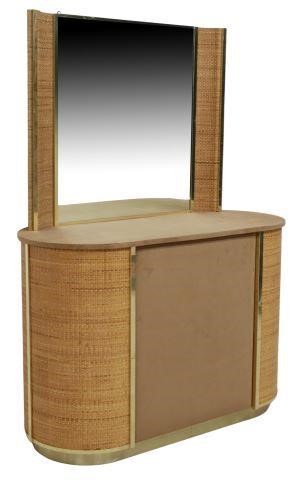MODERN WOVEN CANE VANITY TABLE &