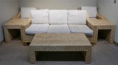 MODERN WOVEN FAUX WICKER SOFA,