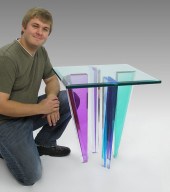MODERNE LUCITE & GLASS SIDE TA