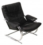 MODERNIST BLACK LEATHER & CHRO
